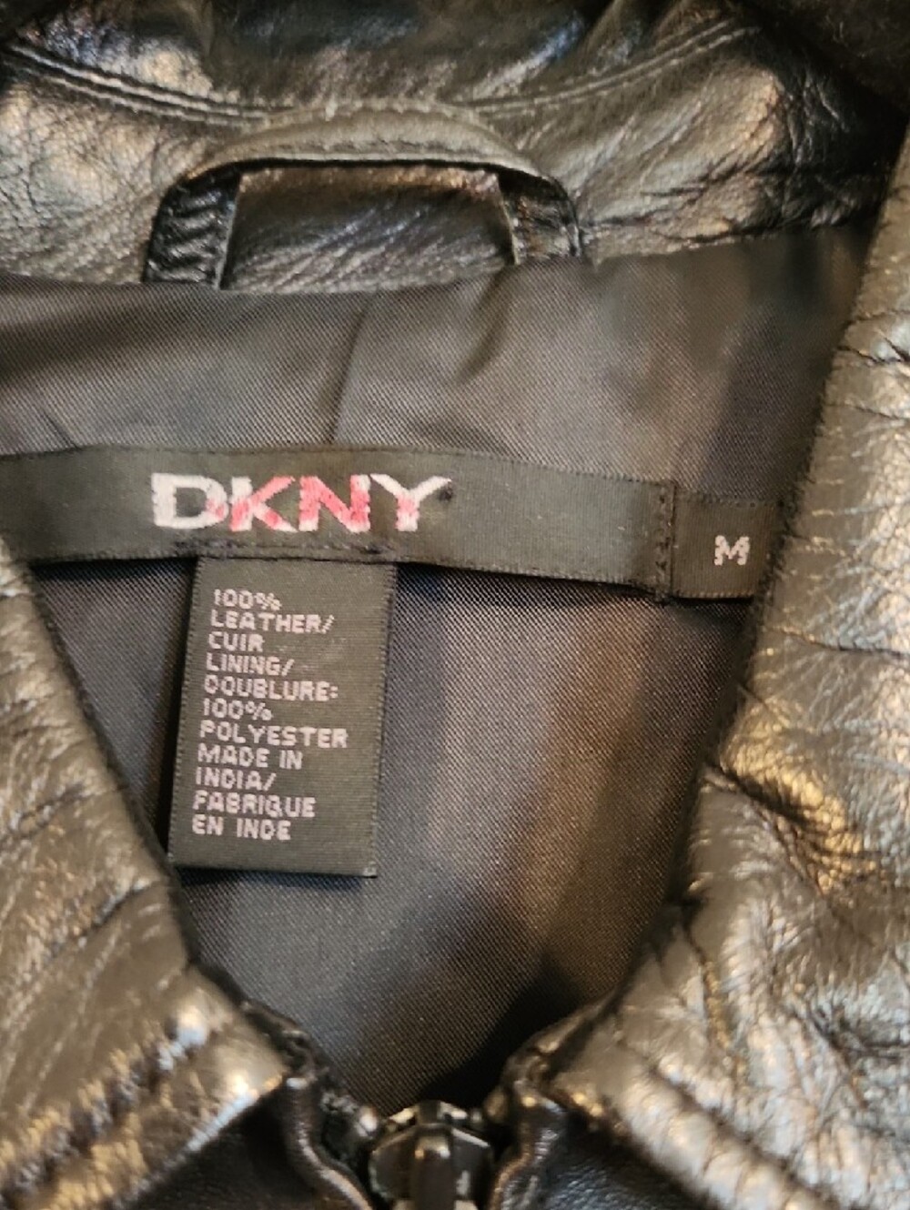 DKNY Men's Black Leather Zip Jacket - Picture 2 of 4